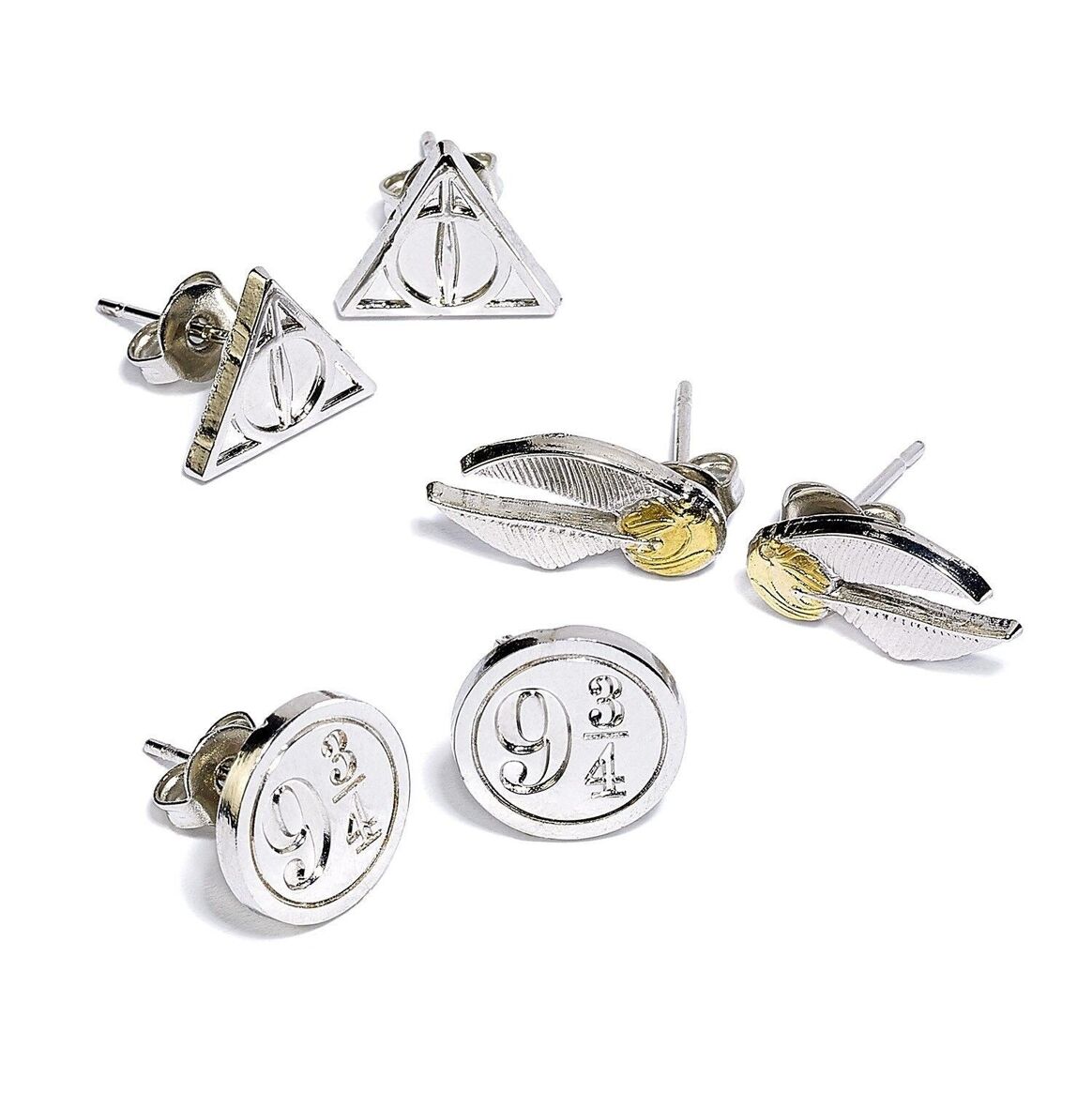 Ensemble boucles d’oreilles Reliques de la Mort/Vif d’or et Quai 9 3/4