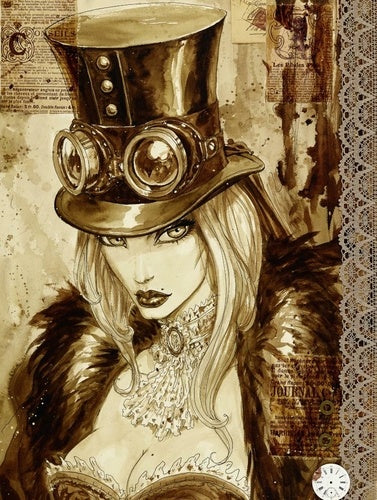 Illustration sinistre de sorcière issue de Fées et Amazones par AU BORD DES CONTINENTS, une représentation vibrante du pouvoir féminin.