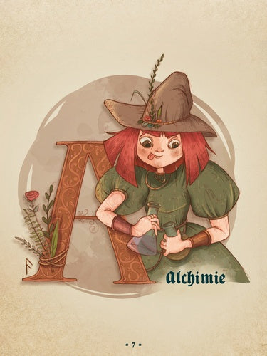 Couverture illustrée de L'abécédaire de la magie du vendeur AU BORD DES CONTINENTS avec des couleurs vives et des motifs mystiques.