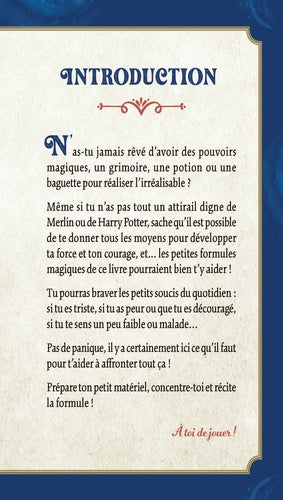 Le grimoire "Mes petites formules magiques" de AU BORD DES CONTINENTS ouvert, révélant des secrets de magie et d'enchantement.