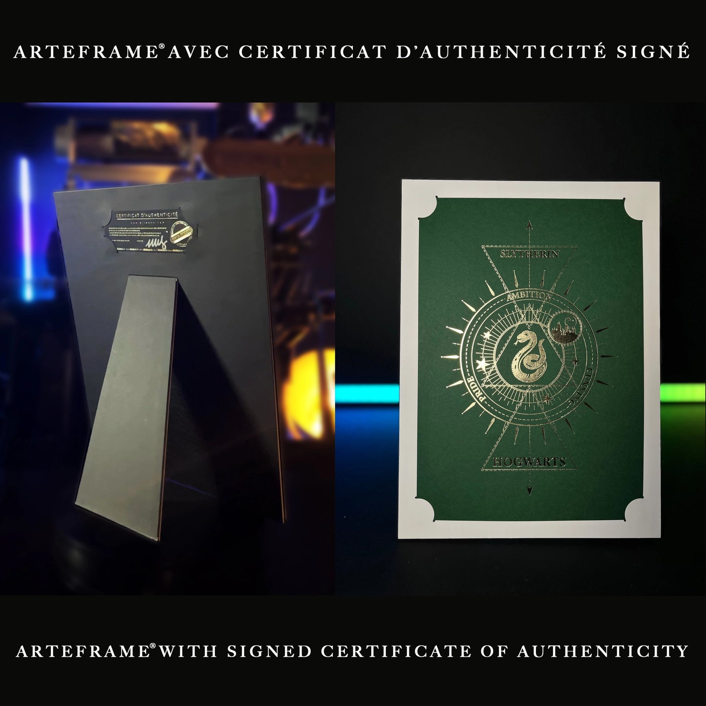 Affiche de collection Serpentard - Harry Potter présentée dans un cadre moderne, parfaite pour les fans de la saga.