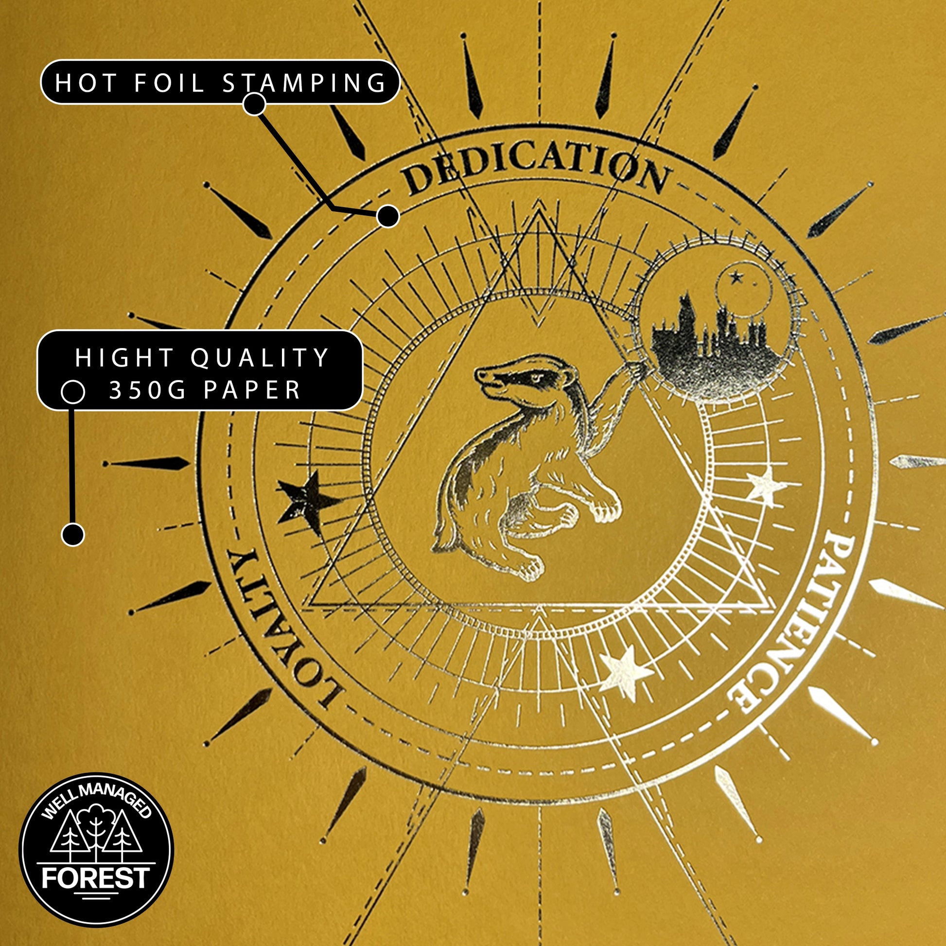 Affiche de collection Poufsouffle - Harry Potter, avec un design élégant en or, parfaite pour ajouter une touche magique à votre décoration.