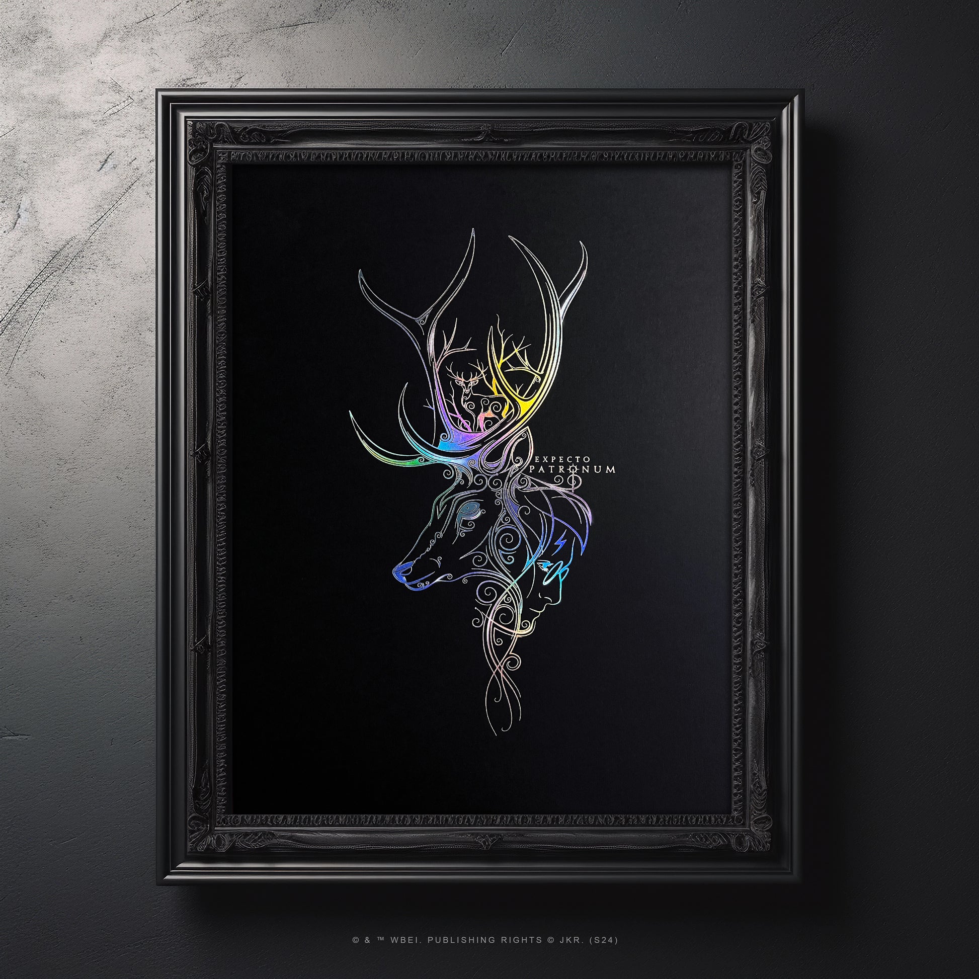 Image captivante de l'affiche de collection Patronum - Harry Potter illustrant les reflets magiques sous différents angles.