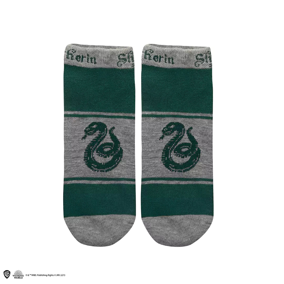 Lot de 3 paires de chaussettes courtes Serpentard - Harry Potter, avec une taille unique convenant à toute la famille.