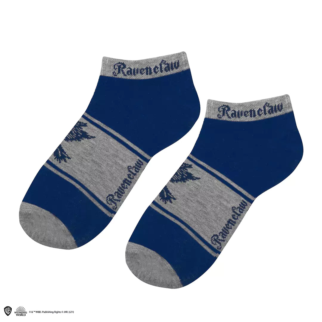 Détails des chaussettes courtes Serdaigle - Harry Potter, mettant en avant la composition en 98% polyester pour un confort optimal.