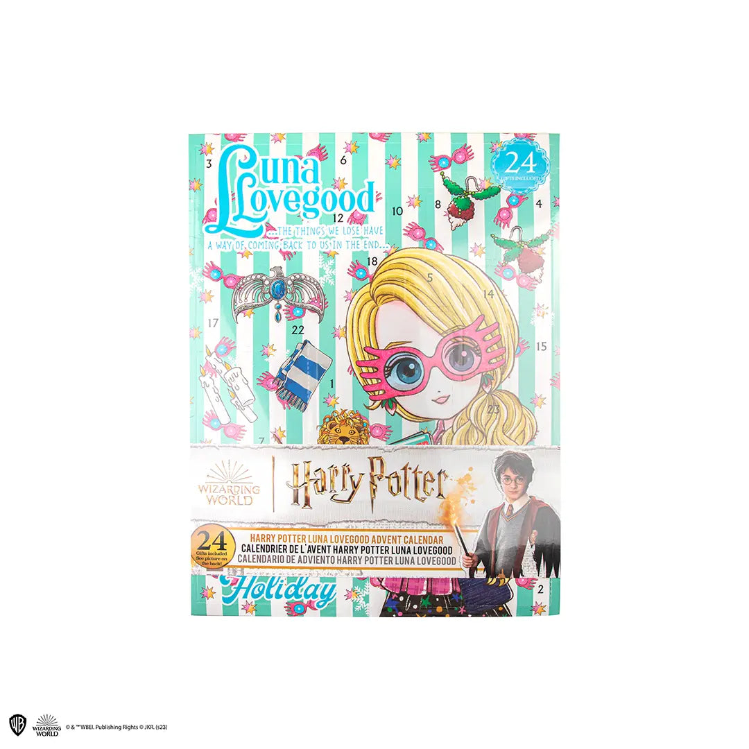 Calendrier de l’avent Luna Lovegood de Distrineo, révélant chaque jour des surprises magiques inspirées de Harry Potter.