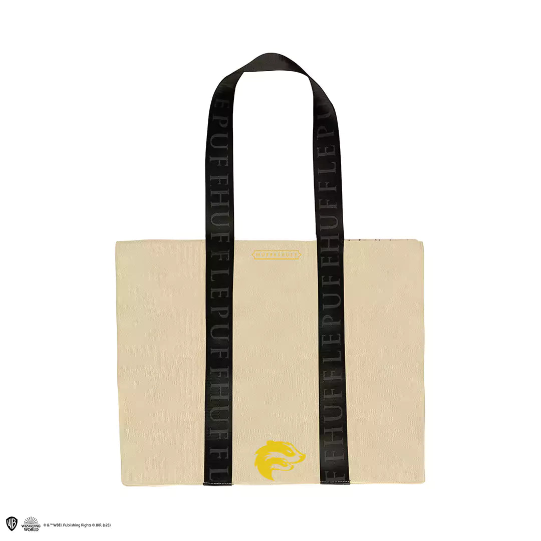 Tote Bag Deluxe Poufsouffle - Harry Potter, mettant en valeur les couleurs emblématiques de la maison Poufsouffle.