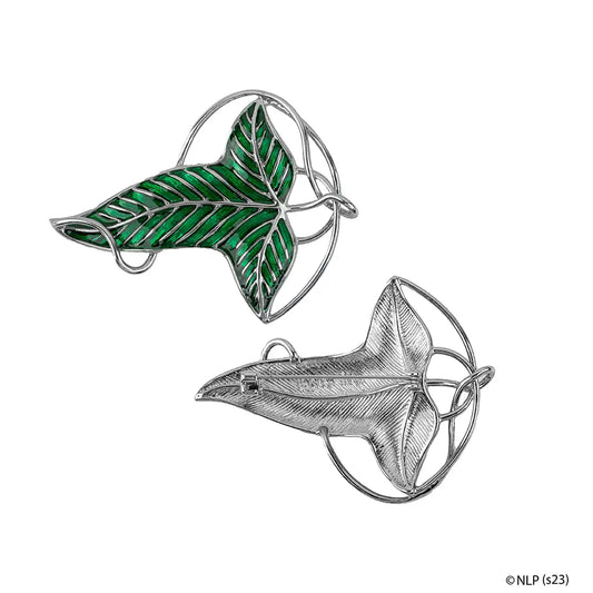 Broche Feuille de la Lorien - Le Seigneur des Anneaux, un bijou élégant en laiton de haute qualité, représentant la beauté de la nature de la Terre du Milieu.