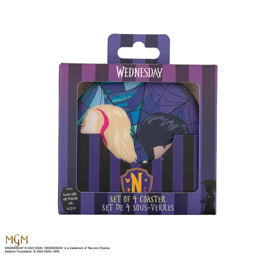 Praticité et esthétique - Ensemble de sous-verres Wednesday, un accessoire essentiel pour vos moments conviviaux.