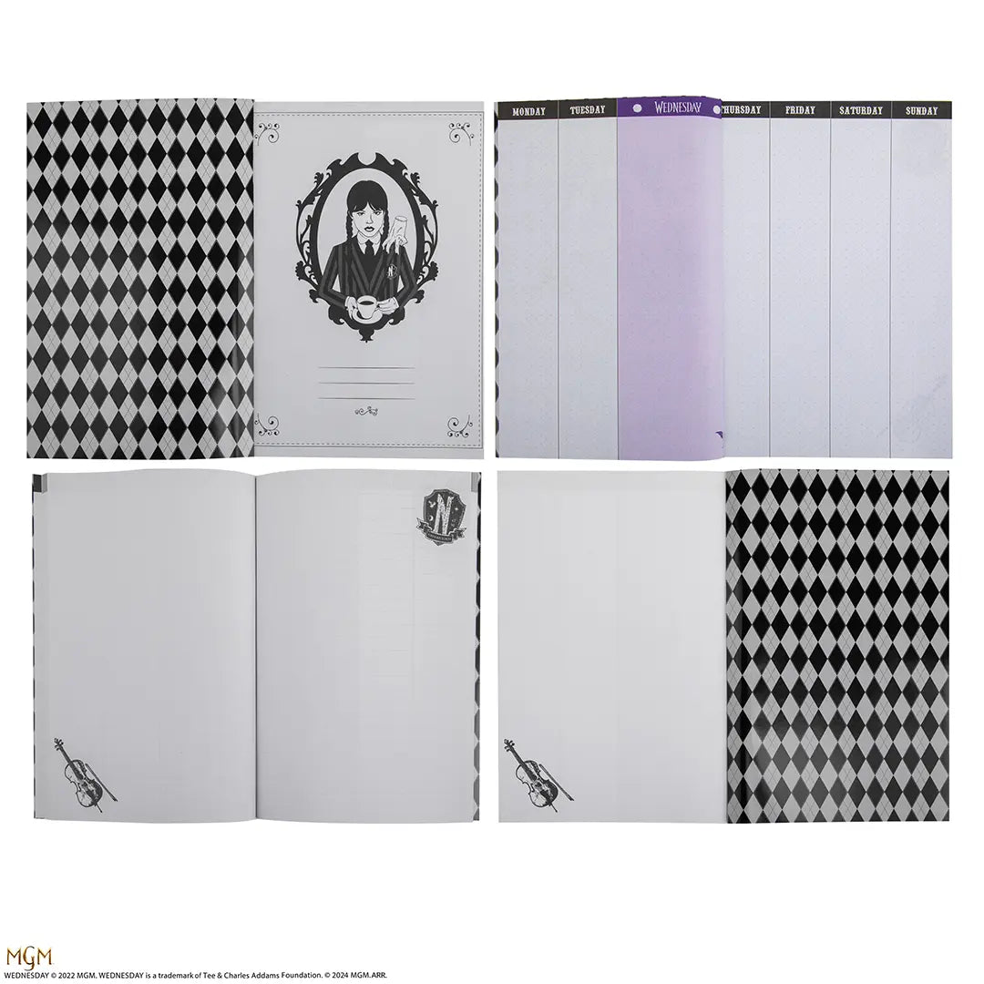 Set de papeterie Wednesday Addams - Accessoires de papeterie uniques, capturant l'esprit mystérieux et gothique de Wednesday Addams.