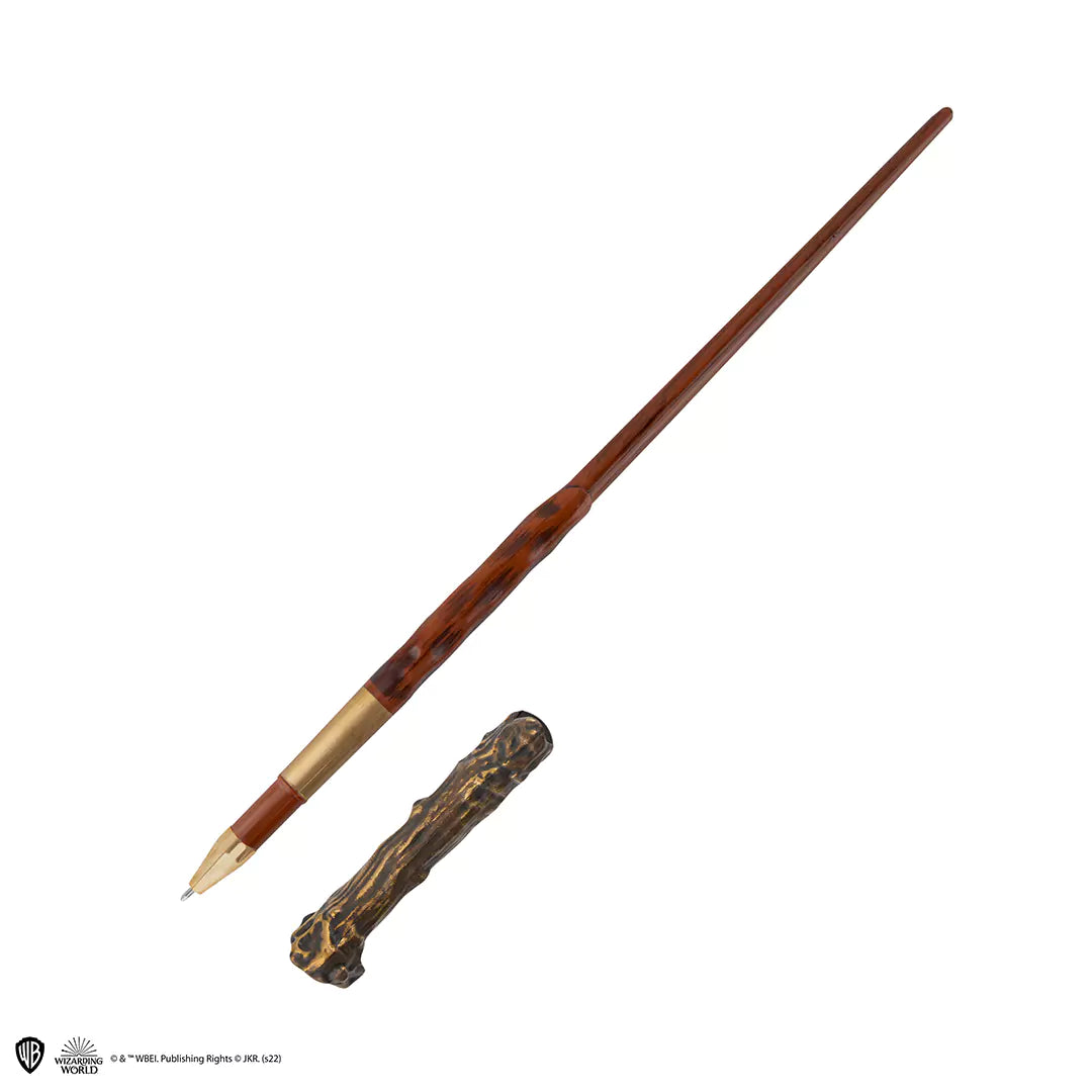 Support du stylo baguette Harry Potter avec l'écusson emblématique de Poudlard, idéal pour les fans de la saga.