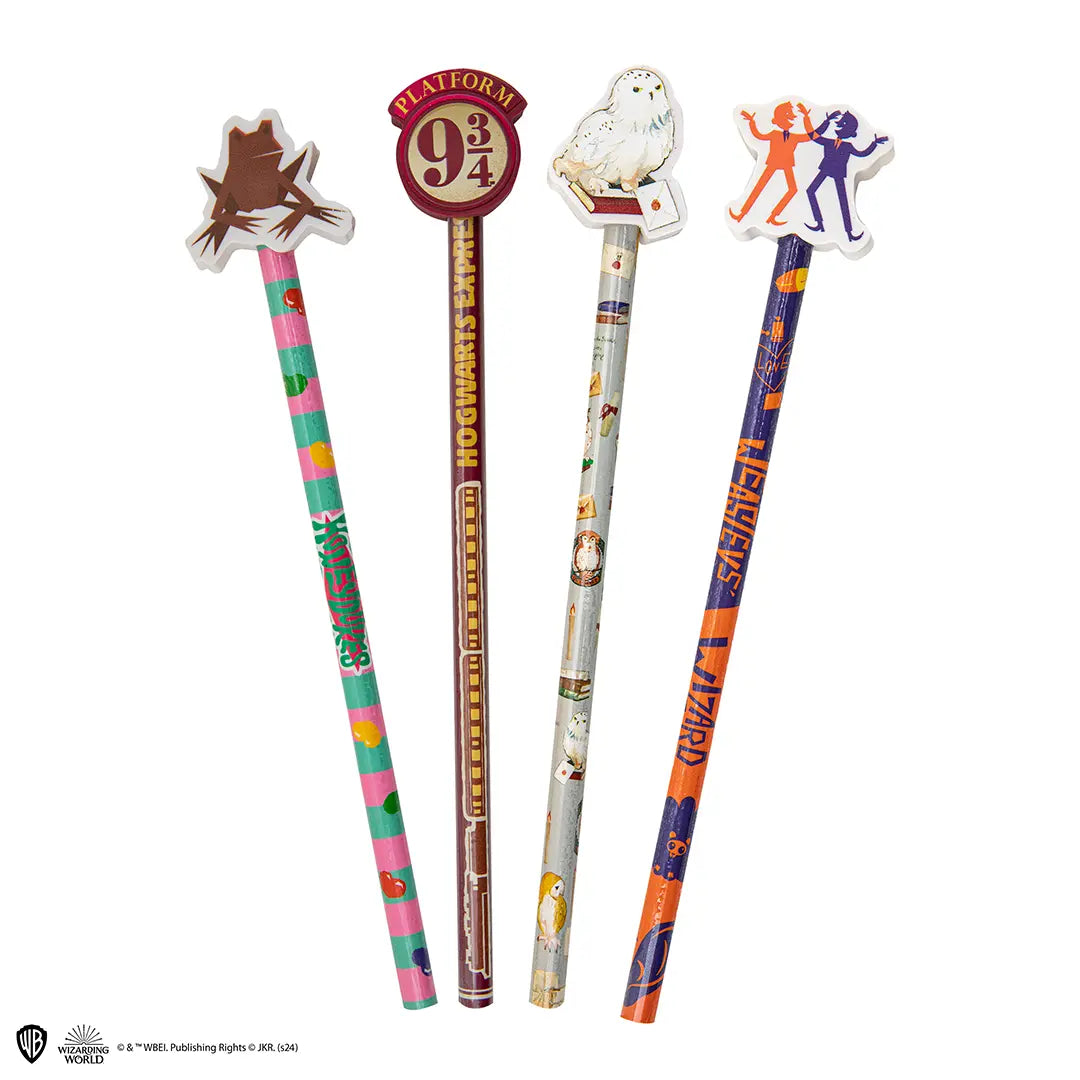 Détails élégants du crayon à papier et gomme Hedwige de Harry Potter, parfait pour les fans de la saga.
