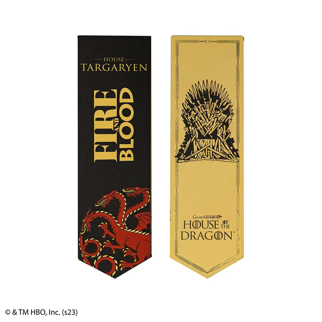 Marque-page métal Targaryen Game of Thrones avec un design audacieux, symbole de la Maison Targaryen pour les passionnés de fantasy.