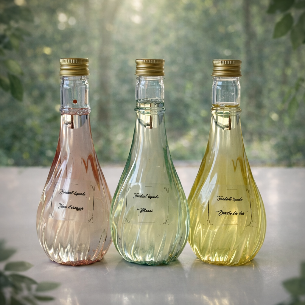 Fondants Parfumés Liquides – Les Étincelles de Noëmie, créant une ambiance chaleureuse et accueillante avec des fragrances délicates, conçus pour une diffusion optimale.