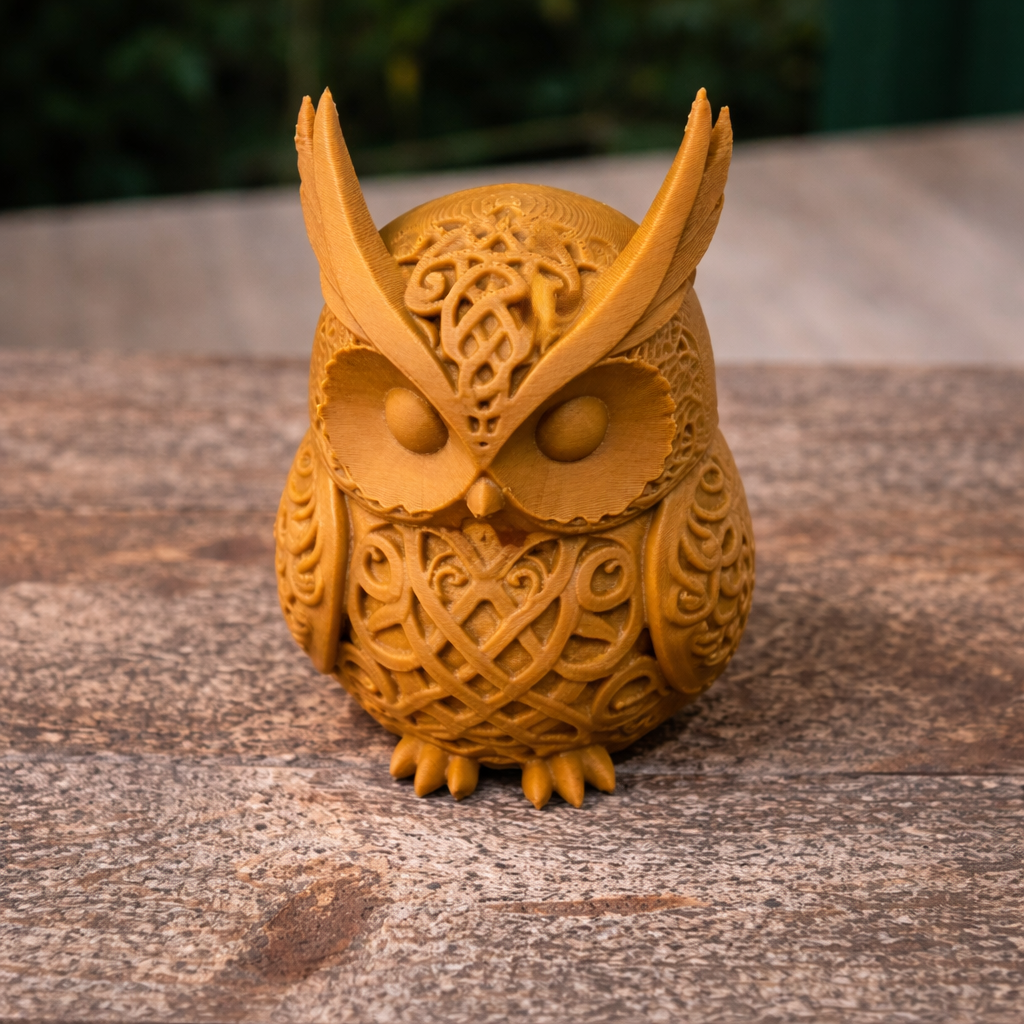 Petite chouette marron (taillée dans le bois) - KingCreats