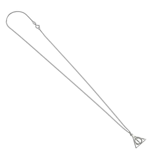 Collier Reliques de la Mort avec cristaux, bijou en argent 925 orné de cristaux scintillants, inspiré de l'univers Harry Potter, parfait pour les fans de la saga.