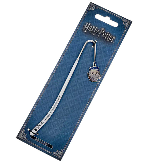 Marque-page Professeur Dumbledore en plaqué argent, mettant en valeur un pendentif chibi d'Albus Dumbledore, accessoire idéal pour les fans de Harry Potter.