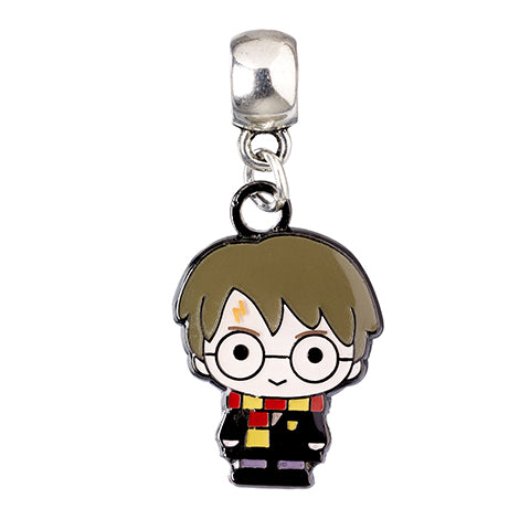Pendentif Charm Harry Potter en plaqué argent avec design chibi, parfait pour les fans de l'univers magique de J.K. Rowling.
