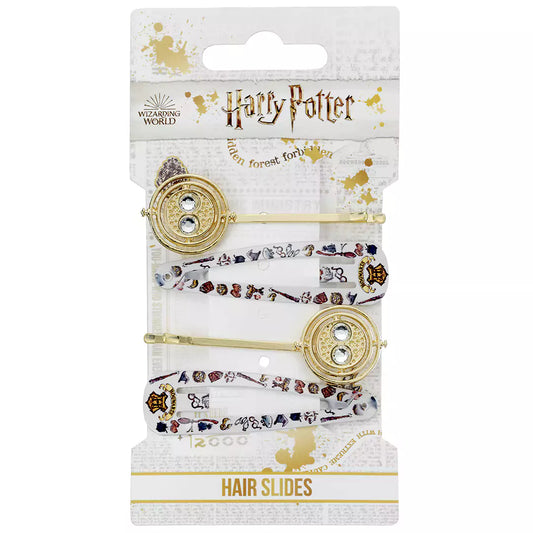Ensemble de barrettes Retourneur de temps, showcasing two enchanting hair clips designed with Hogwarts themes, ideal for adding charm to everyday hairstyles.
