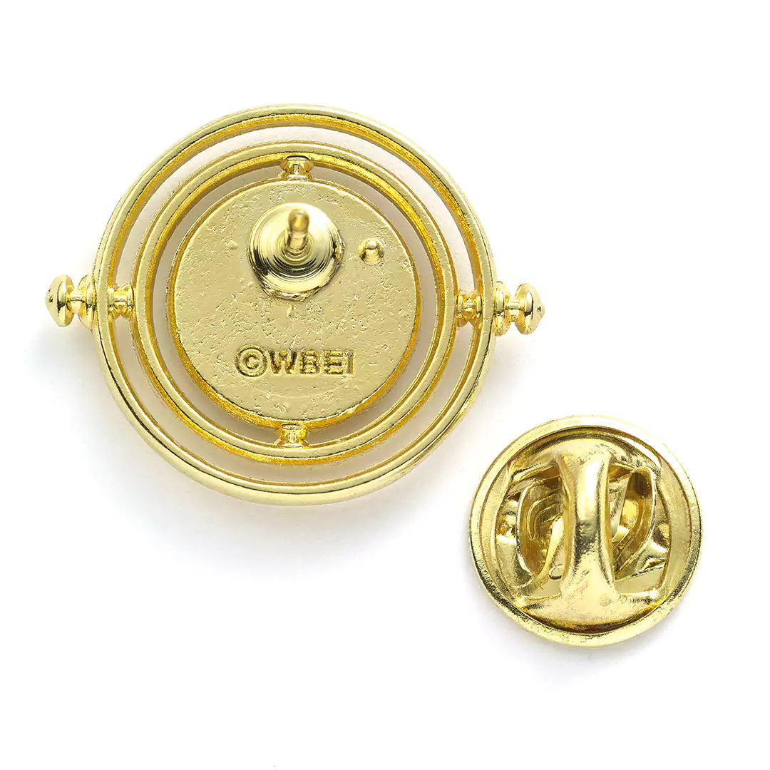 Pin’s Retourneur de temps immobile en métal, pièce emblématique pour cosplay et événements, incroyablement stylé.