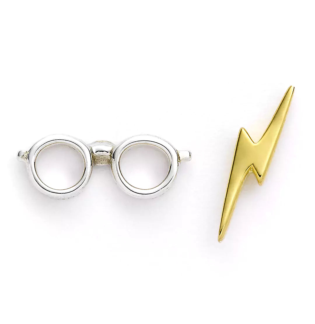 Détails des Boucles d’oreilles Éclair et lunettes en argent 925ème - Harry Potter, design unique inspiré de l'univers enchanté.