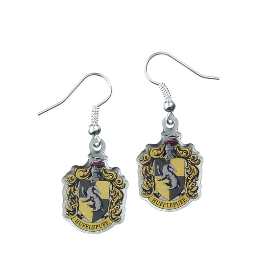 Boucles d’oreilles Armoirie de Poufsouffle, élégantes et légères, en alliage de zinc plaqué argent, parfaites pour les fans de Harry Potter.