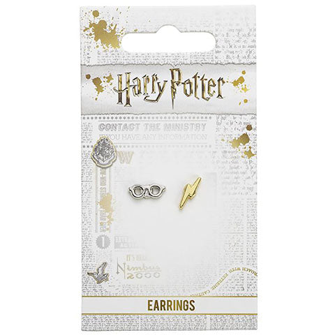 Boucles d'oreilles - Éclair et lunettes - Harry Potter, un bijou magique alliant élégance et originalité, parfait pour les fans de la saga.
