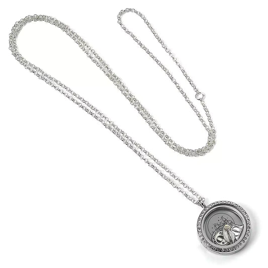 Collier médaillon 3 Charms - Harry Potter affichant charm du quai 9 3/4 sur une chaîne élégante.