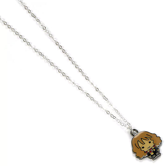 Collier Hermione Granger en plaqué argent, mettant en avant un élégant pendentif chibi d'Hermione, symbole de l'univers magique.