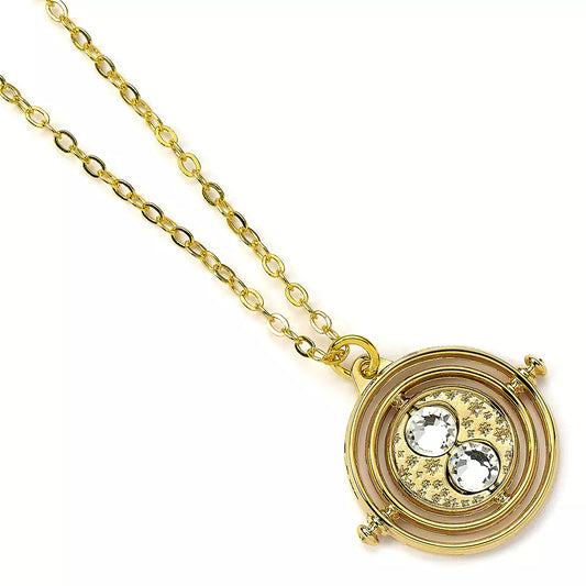 Collier Retourneur de Temps Immobile 20 mm - Un bijou plaqué or élégant avec un pendentif symbole du temps figé, parfait pour les amateurs de mystère.