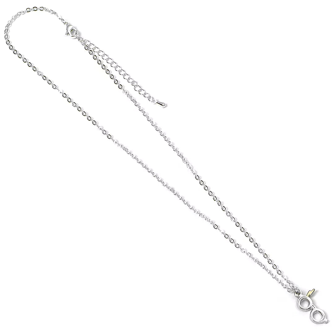 Chaine ajustable du Collier Éclair et Lunettes - Harry Potter, illustrant sa longueur personnalisable de 40,6 cm et extension.