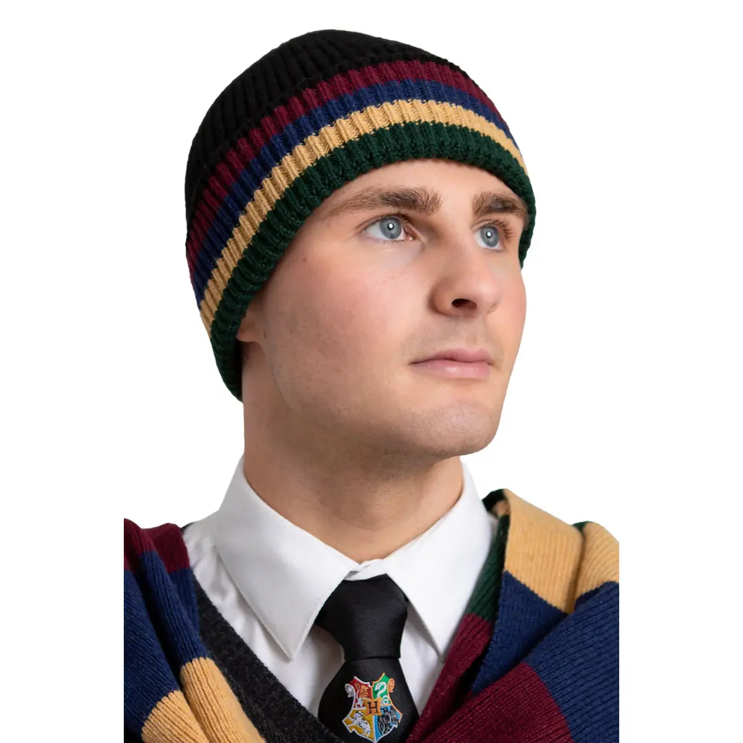 Bonnet Poudlard - Harry Potter, accessoire élégant et chaud inspiré des maisons de Poudlard, fabriqué avec 80% de laine, parfait pour les fans de la saga.