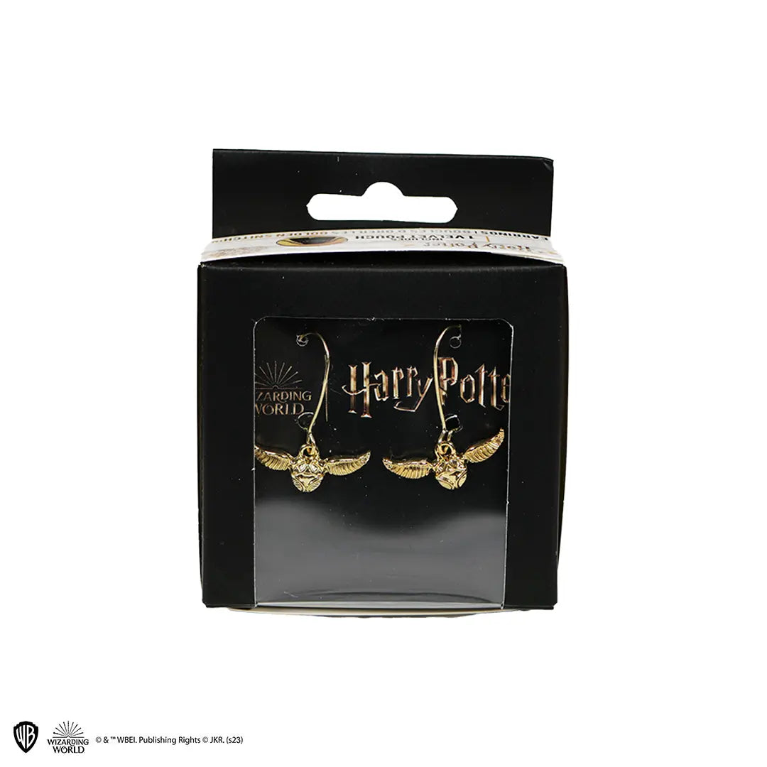 Boucles d’oreilles Vif d’or inspirées de Harry Potter, conçues en laiton et zinc, affichant un design élégant et captivant, parfaites pour les fans de Quidditch.