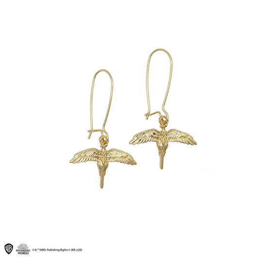 Boucles d’oreilles Fumseck - Harry Potter, accessoire magique en laiton et alliage de zinc, mesurant 3,5 cm de longueur, parfait pour les fans de la saga.