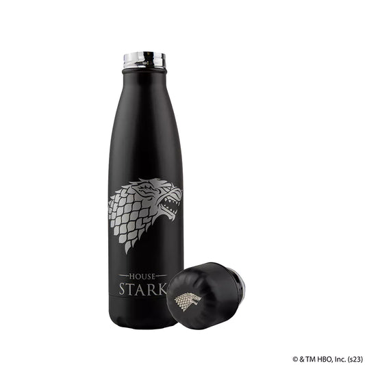 Bouteille isotherme 500ml Blason Stark de Game of Thrones, élégante et robuste, idéal pour les fans.