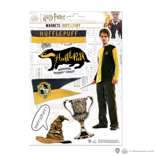 Planche de magnets en mousse - Poufsouffle - Harry Potter : magnets colorés inspirés de Poudlard pour décorer votre réfrigérateur.