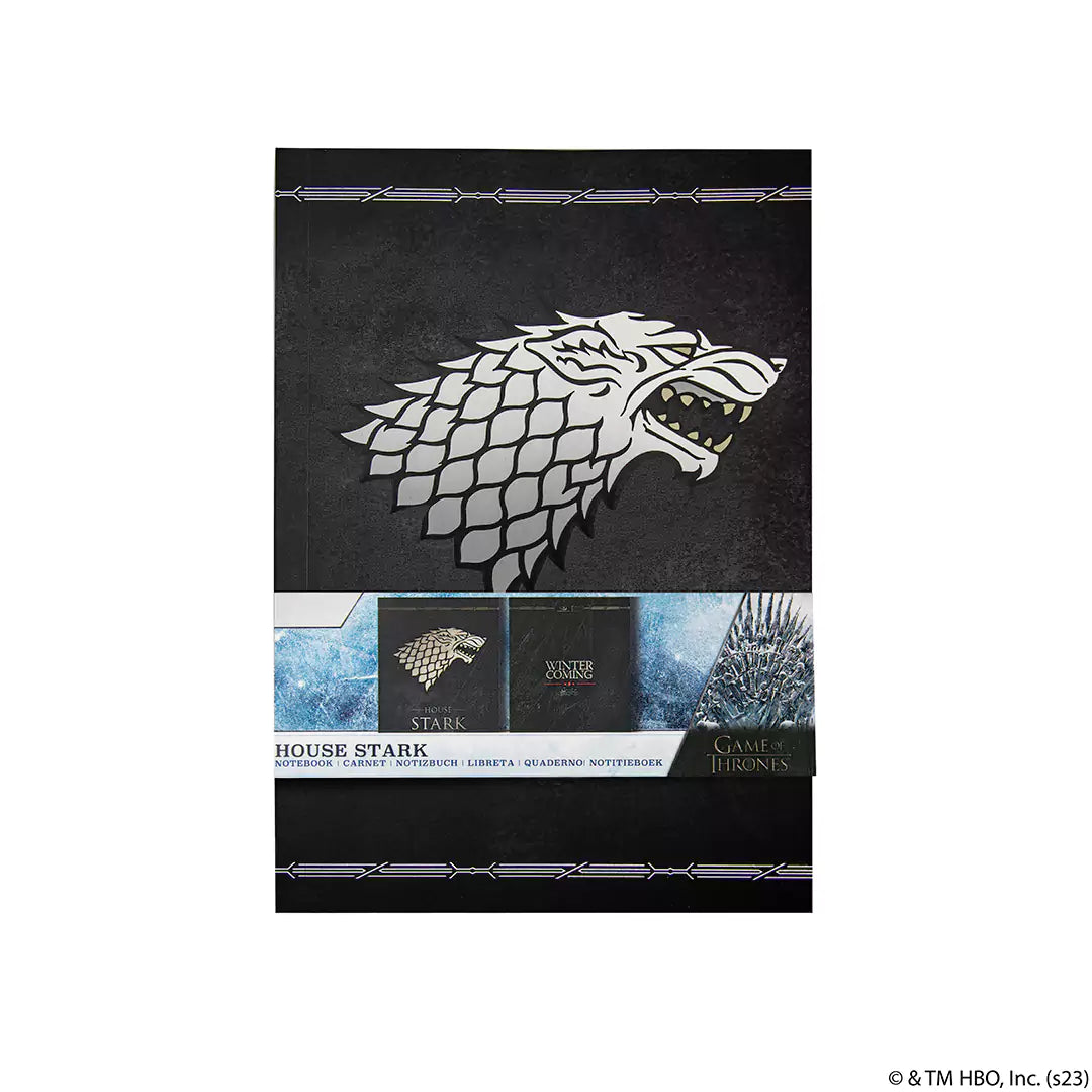 Détails du design intérieur du carnet souple Stark - Game of Thrones, parfait pour capturer vos idées inspirées de Westeros.