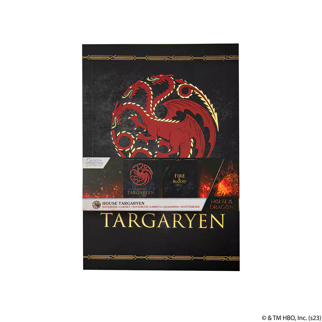 Intérieur du carnet souple Targaryen - Game of Thrones, montrant des pages inspirantes pour les écrivains et artistes.