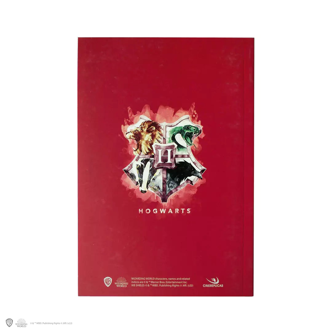 Carnet souple Gryffondor avec couverture vibrante et blason emblématique, idéal pour les fans de Harry Potter.