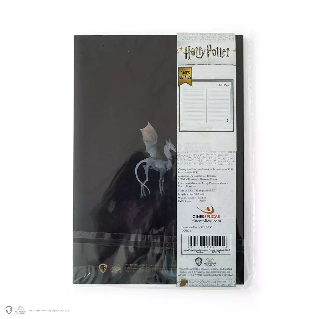 Carnet souple - Portrait de Luna Lovegood ouvert, montrant des pages blanches prêtes à accueillir vos idées et créations.