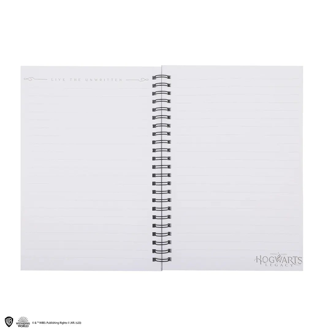 Pages lignées du Carnet à spirales Hogwarts Legacy, offrant un espace idéal pour écrire des sorts et dessiner votre propre avenir magique.