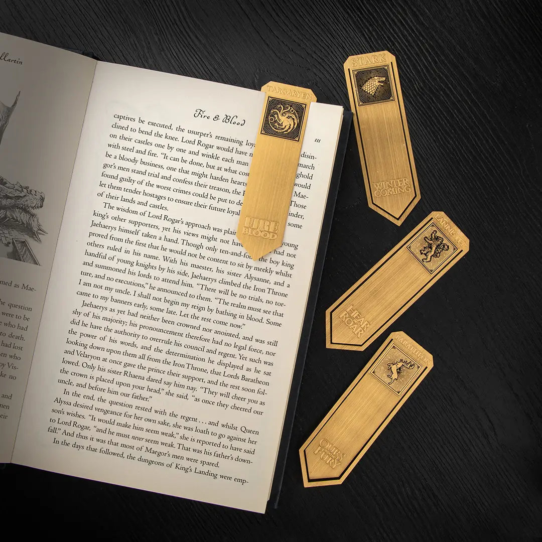 Marque-pages métal Maisons de Westeros de la marque Distrineo, un cadeau parfait pour tous les fans de Game of Thrones.
