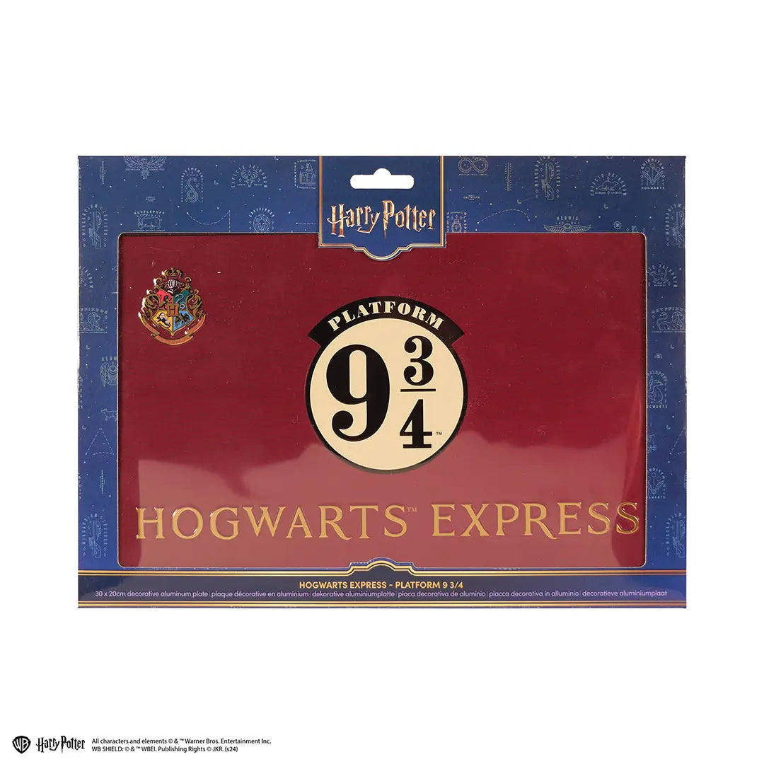 Plaque en aluminium Plateforme 9 3/4 - Harry Potter, un objet de décoration incontournable pour les passionnés du monde des sorciers.