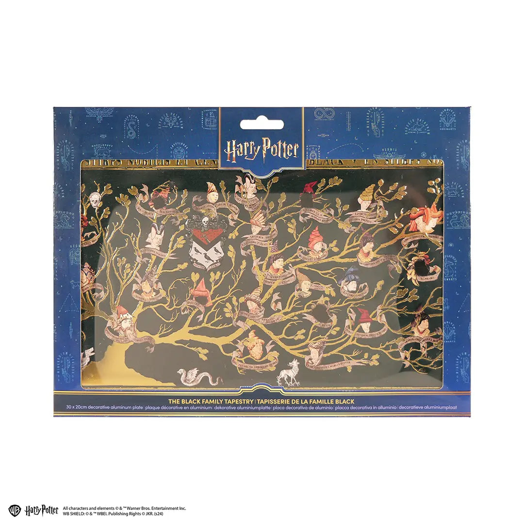 Détails de la plaque en aluminium Famille Black - Harry Potter, mettant en valeur sa qualité et son style unique pour embellir tout intérieur.