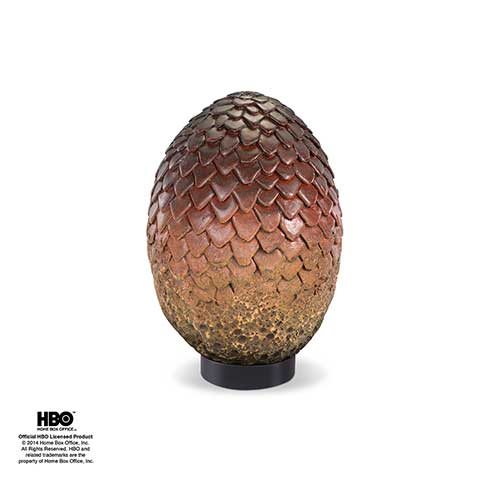 Réplique éclatante de l'œuf de Drogon de Game of Thrones, fabriquée en résine de haute qualité, offrant des détails saisissants et mesure 19,50 cm.
