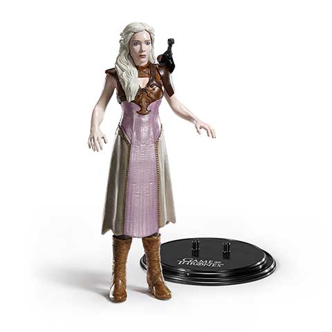 Figurine Daenerys Targaryen de Toyllectible Bendyfigs du jeu Game of Thrones, représentant la reine avec sa cape emblématique et un regard déterminé.