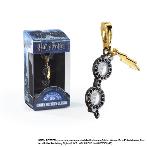 Charm Lumos Lunettes Harry Potter - Un bijou élégant en plaqué or, inspiré par l'univers magique de Harry Potter, représentant les emblématiques lunettes d'Harry et un éclair, alliant sophistication et passion pour la magie.