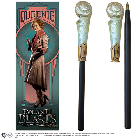 Stylo baguette & Marque-page Queenie Goldstein, un accessoire magique en PVC pour fans de Harry Potter, mesure 18,5 cm, idéal pour ajouter une touche enchantée à votre bureau.