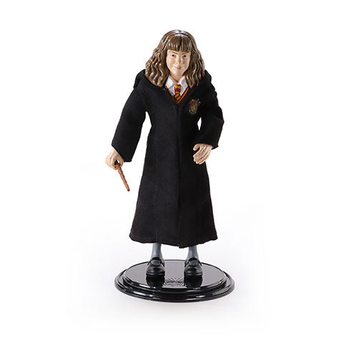 Figurine Toyllectible Bendyfigs de Hermione Granger, héroïne de Harry Potter, vêtue de sa robe emblématique de Gryffondor, parfaite pour les collectionneurs et les fans.