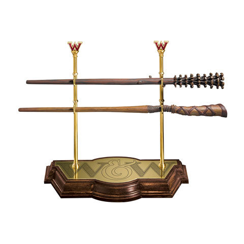 Collection des baguettes Weasley - Harry Potter, présentoir en bois et résine avec baguettes des célèbres frères Weasley, parfait pour les fans de magie et de décoration inspirée de Harry Potter.